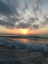 Scenic view of sea against sky during sunset