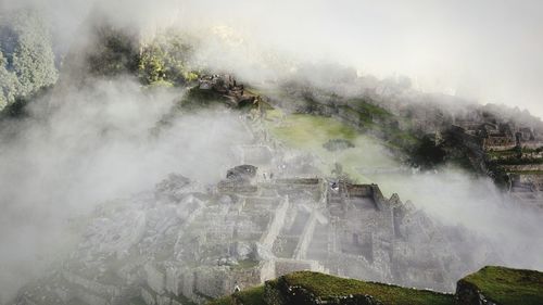 Scenic view of sea during foggy weather