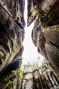 Low angle view of rock formations