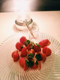 Close-up of strawberries on table