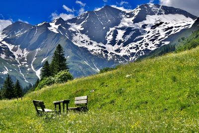 Scenic view of snowcapped mountains