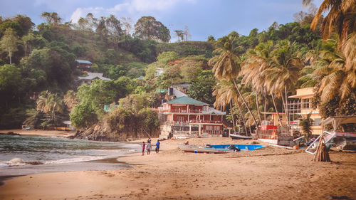 View of swimming pool by beach