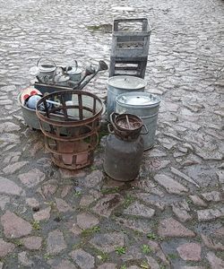 High angle view of bicycle on water