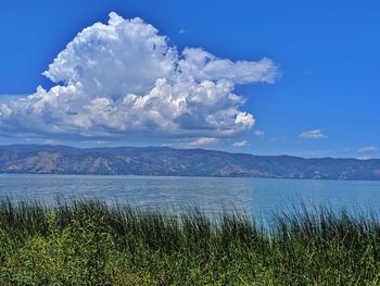 Scenic view of lake against sky