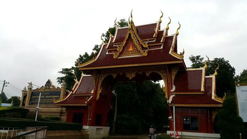 Low angle view of temple against sky