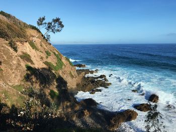 Scenic view of sea against clear sky