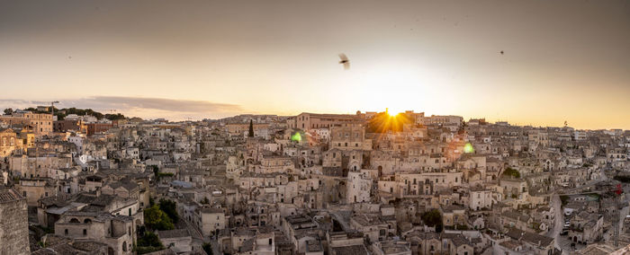 High angle view of buildings in city