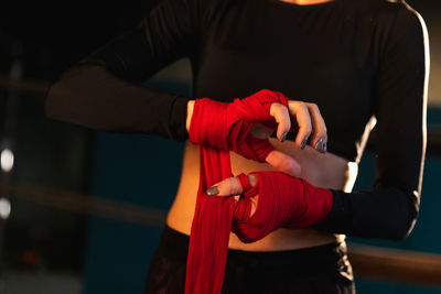 Midsection of man wearing warm clothing