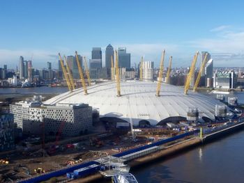 Aerial view of city at waterfront