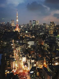 Illuminated cityscape at night