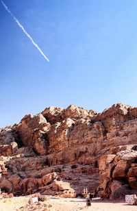 Scenic view of mountain against clear blue sky