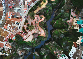 High angle view of buildings in city