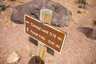 Information sign on rock