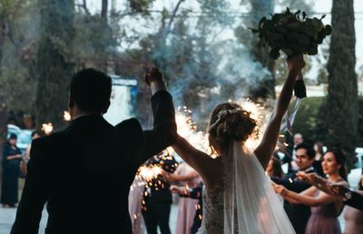 Group of people enjoying at music concert
