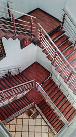 Low angle view of spiral staircase of building