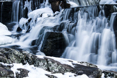 View of waterfall in forest