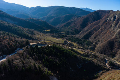 Scenic view of river amidst mountains against sky