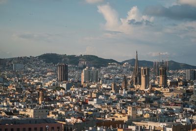 High angle view of buildings in city
