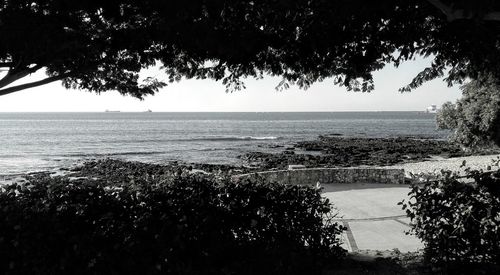 Scenic view of sea against clear sky
