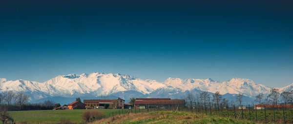 Scenic view of snow covered mountains