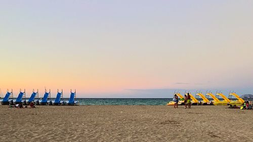 Scenic view of beach against clear sky