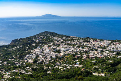 Stunning panorama of capri from monte solaro the highest point on capri, campania, italy