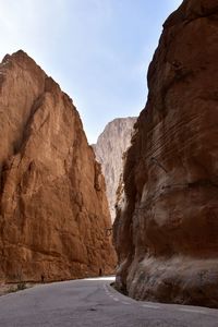 Rock formations on mountain against sky