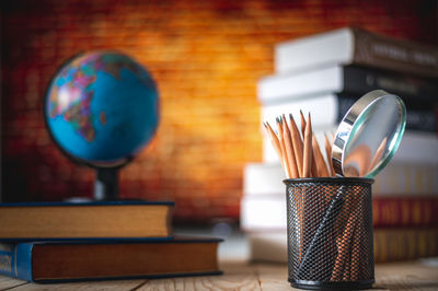 Close-up of open book on table