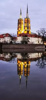 Reflection of building in water