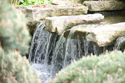 Water flowing through rocks