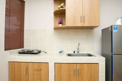 Kitchen utensils in bathroom