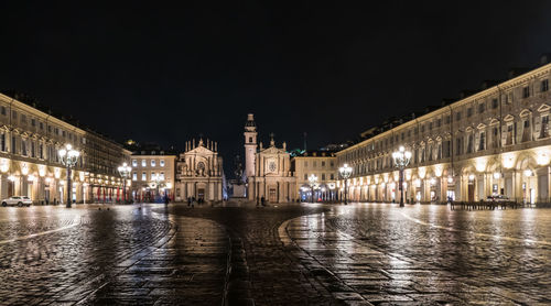 The beautiful san carlo square illuminated at night