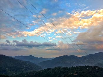 Low angle view of mountains against sky