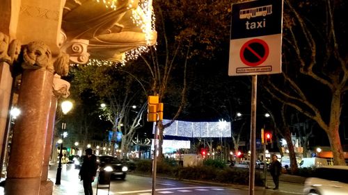 Road sign at night