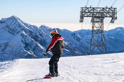 Snowboarder on a ski slope