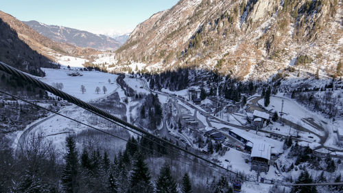 Scenic view of snowcapped mountains during winter