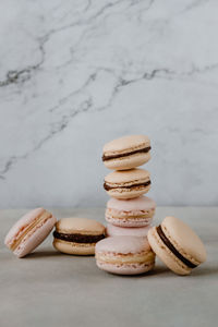 Macaroons with chocolate and vanilla 