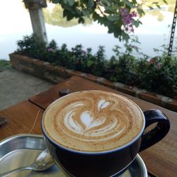 High angle view of coffee on table