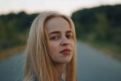 Close-up portrait of a young woman