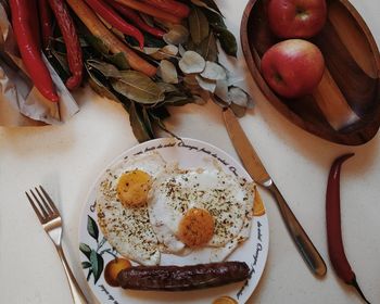 High angle view of food on table