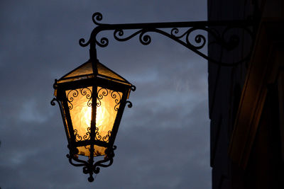 Low angle view of illuminated street light