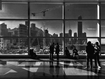 View of city through window