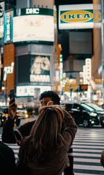 People on street in city