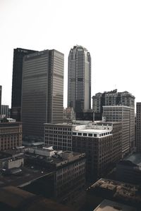 High angle view of skyscrapers in city