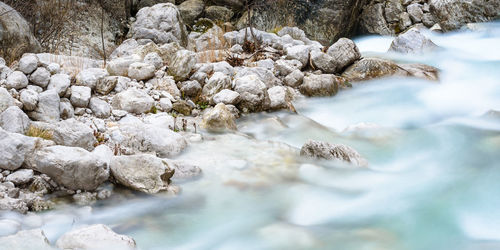 Close-up of stones in water