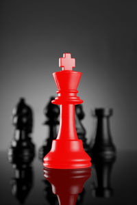 Close-up of chess pieces against blurred background