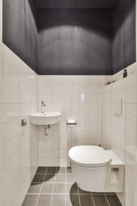 Interior of tiled bathroom