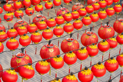 Red lanterns hanging in row