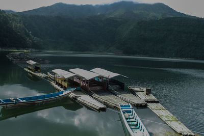 Scenic view of lake and mountains