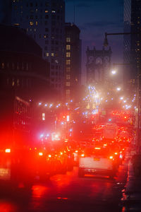 Illuminated city at night